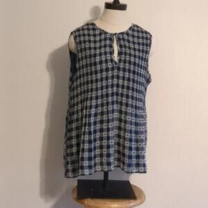 Max Studio‎ checkered plaid tank top blouse size Large
